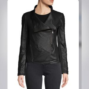 Lamarque Brenda Slashed Sleeve Leather Jacket